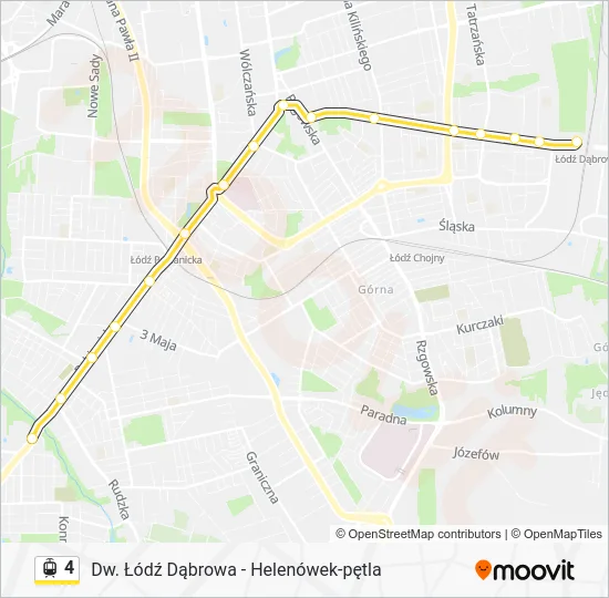 Трамвай 4: карта маршрута