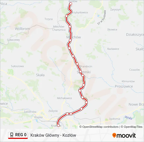 Поезд REG 0: карта маршрута