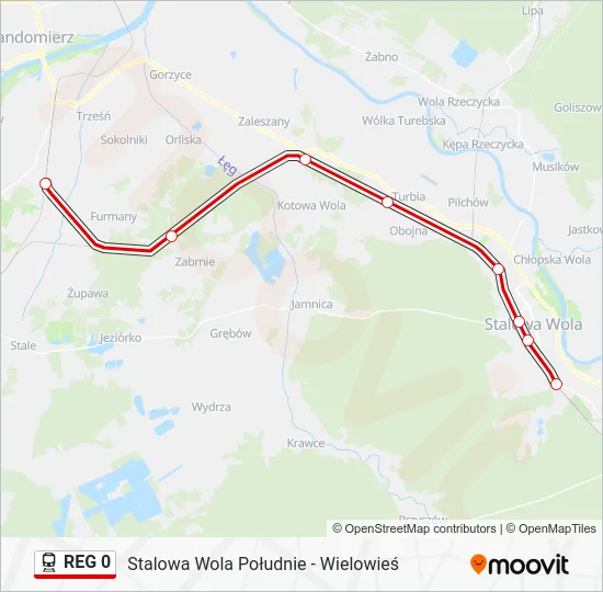 Поезд REG 0: карта маршрута