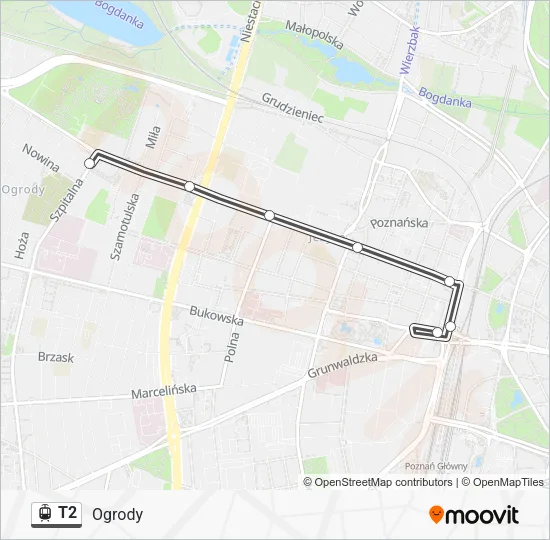 Трамвай T2: карта маршрута