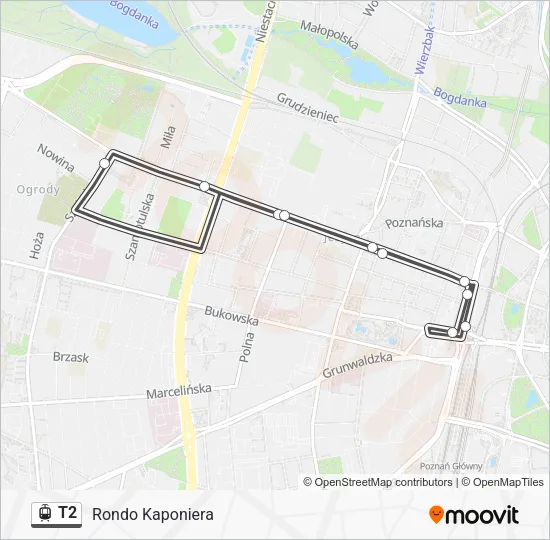 Трамвай T2: карта маршрута