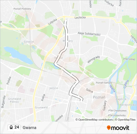 Трамвай 24: карта маршрута