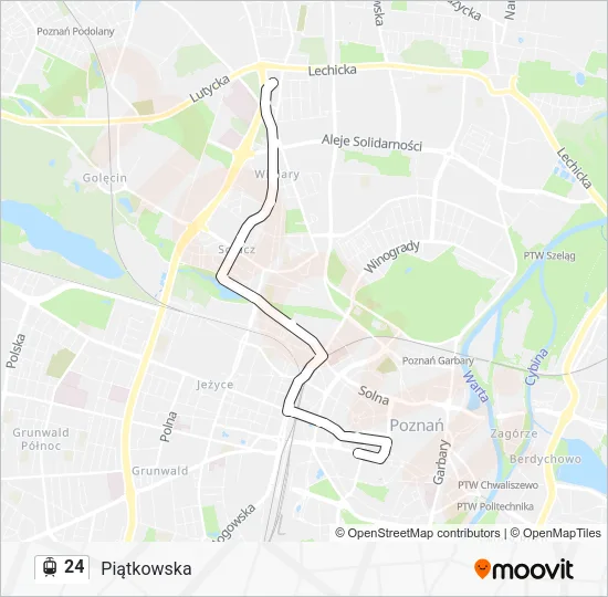 Трамвай 24: карта маршрута