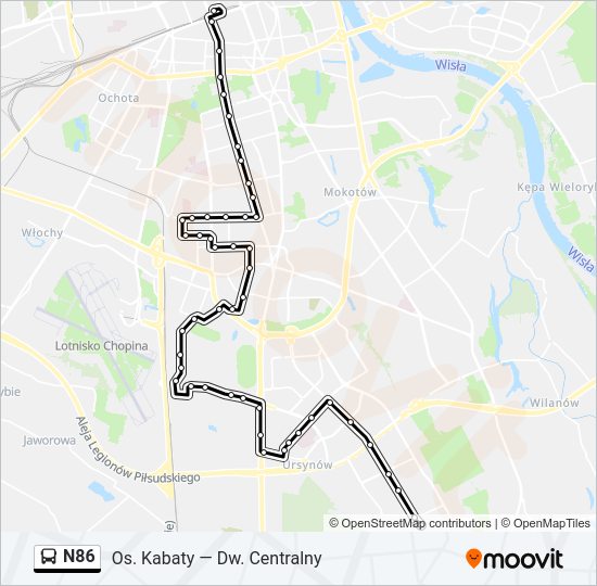 N86 bus Line Map