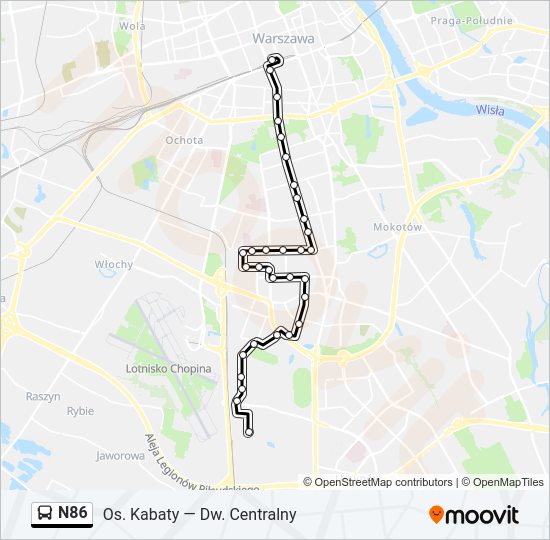 N86 bus Line Map