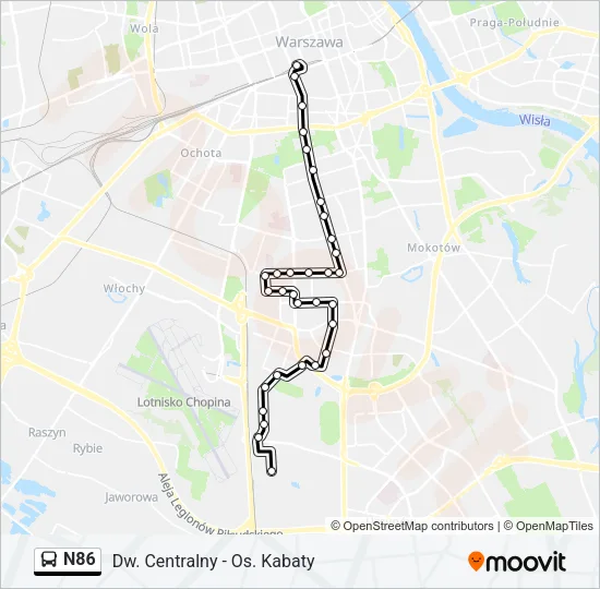 Автобус N86: карта маршрута