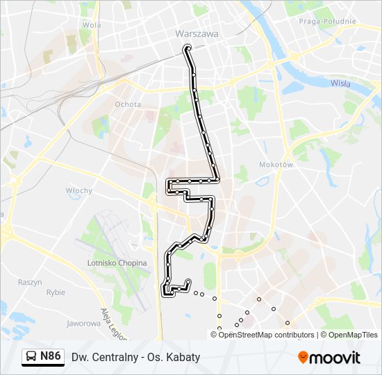 N86 Bus Line Map