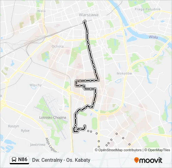Автобус N86: карта маршрута