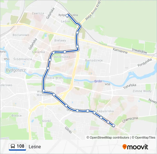 Автобус 108: карта маршрута