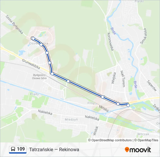 Автобус 109: карта маршрута
