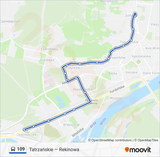 Автобус 109: карта маршрута