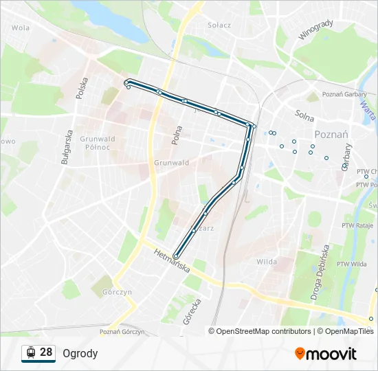 Трамвай 28: карта маршрута