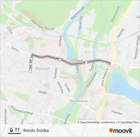 Трамвай T7: карта маршрута