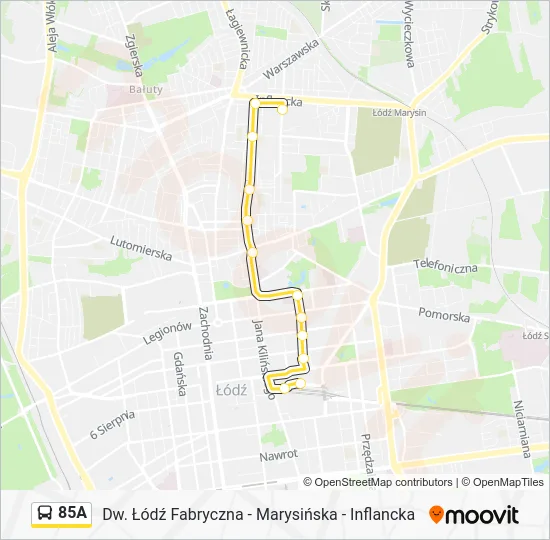 Автобус 85A: карта маршрута