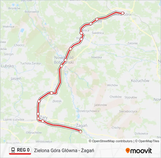 Поезд REG 0: карта маршрута