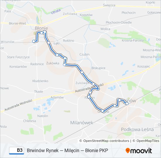 Автобус B3: карта маршрута