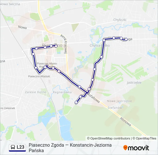 Автобус L23: карта маршрута