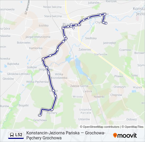 L52 bus Line Map