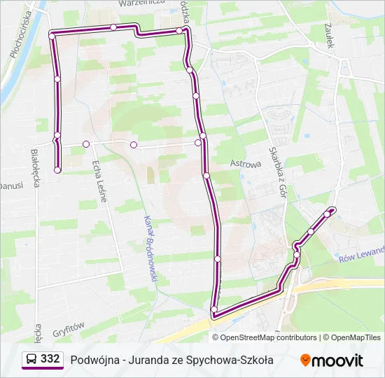 Автобус 332: карта маршрута