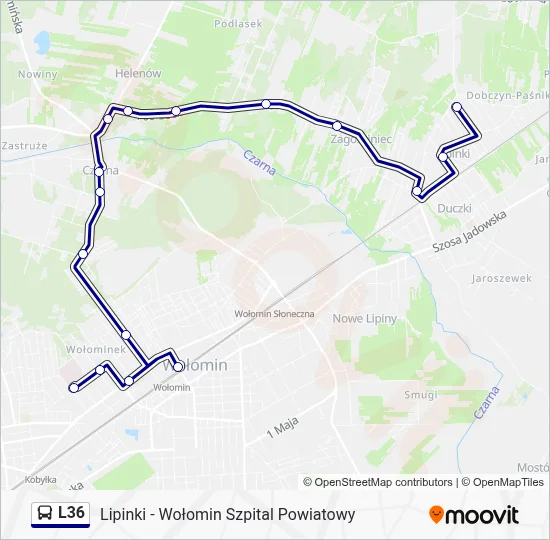 Linia L36: Rozkłady, przystanki i mapy - Lipinki (zaktualizowane)