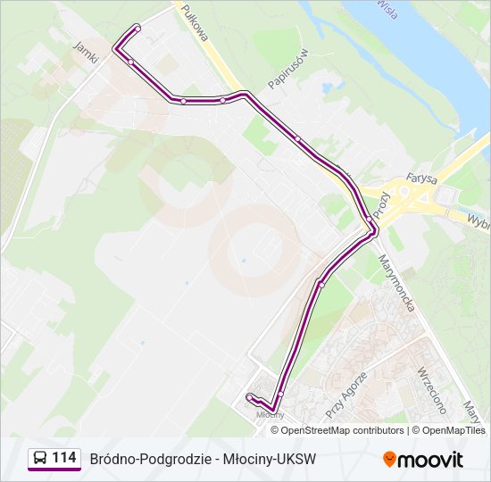 114 bus Line Map