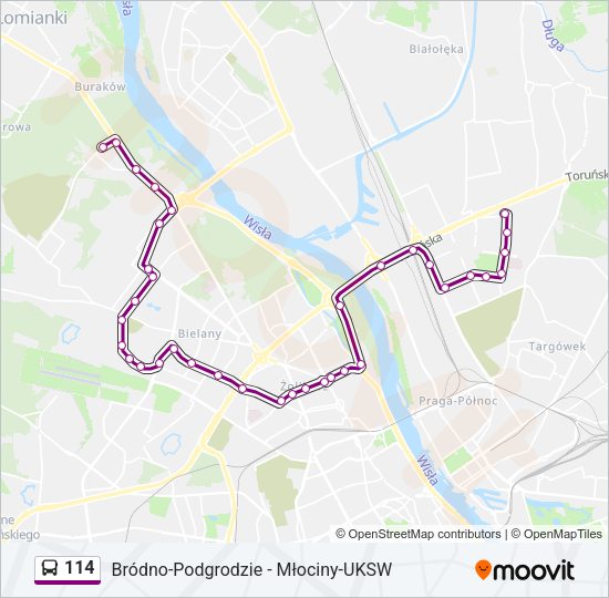 114 bus Line Map