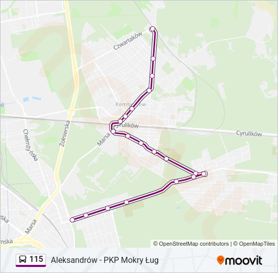 115 bus Line Map