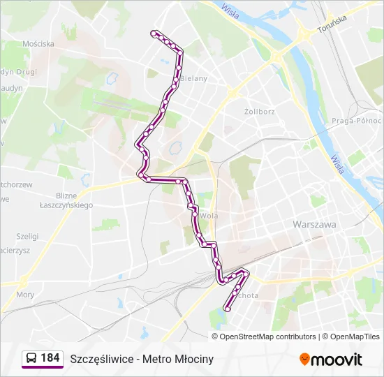 Автобус 184: карта маршрута