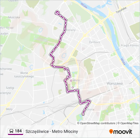 Автобус 184: карта маршрута