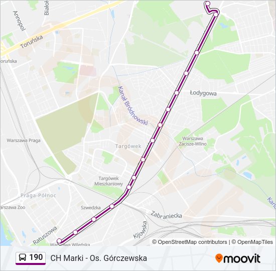 190 bus Line Map