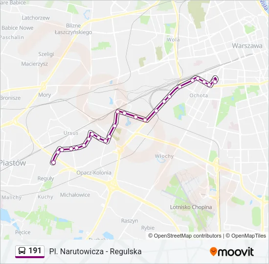 Автобус 191: карта маршрута