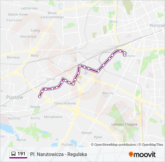 Автобус 191: карта маршрута