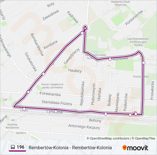 196 bus Line Map