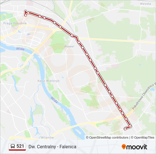 521 bus Line Map