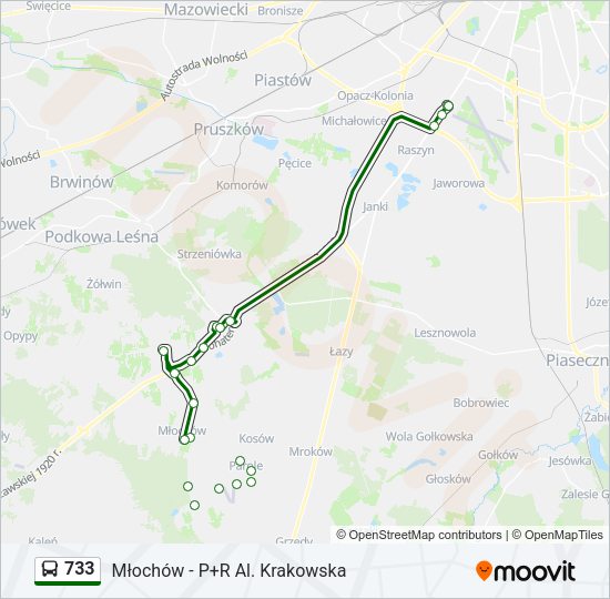 733 bus Line Map