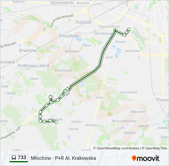 733 bus Line Map