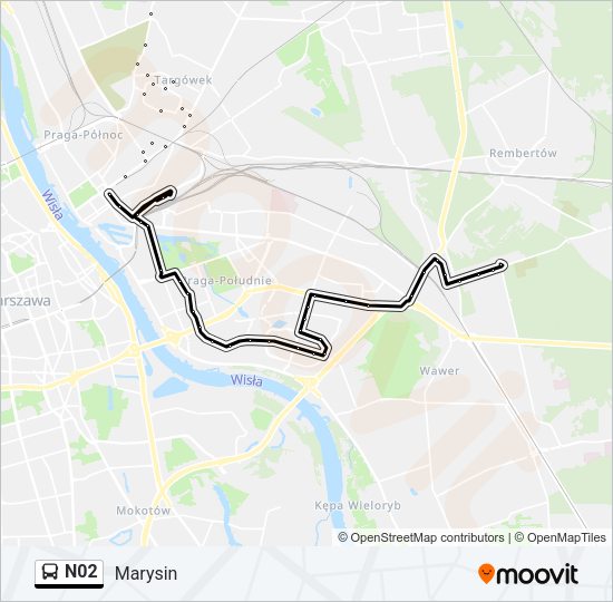 N02 bus Line Map