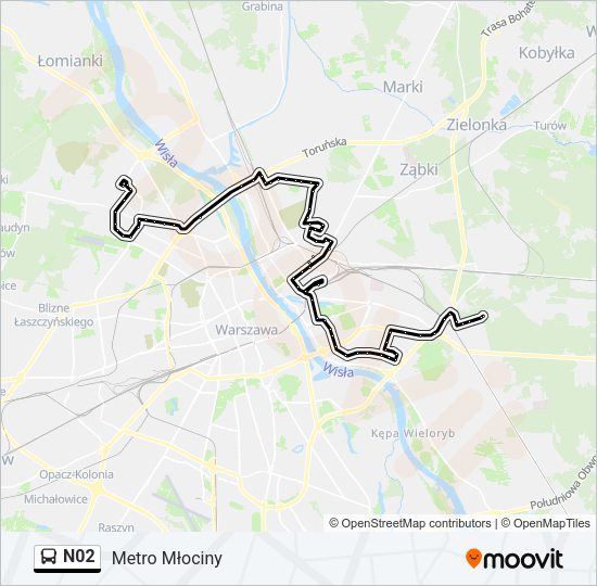 N02 bus Line Map