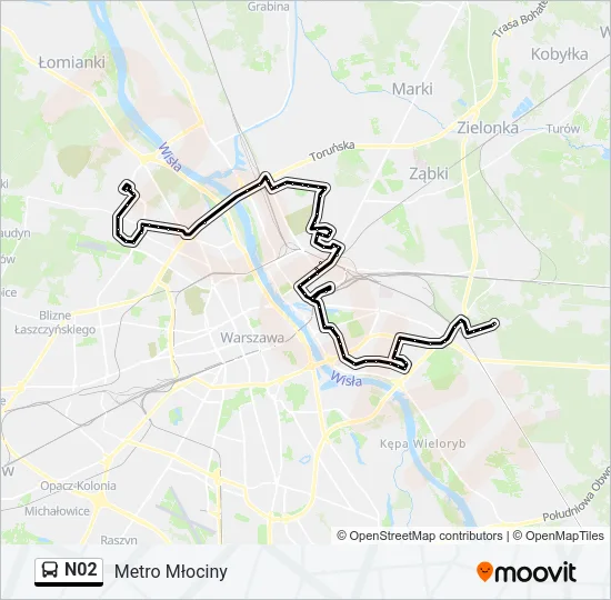 N02 Bus Line Map