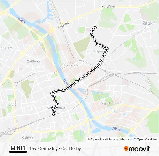 Автобус N11: карта маршрута