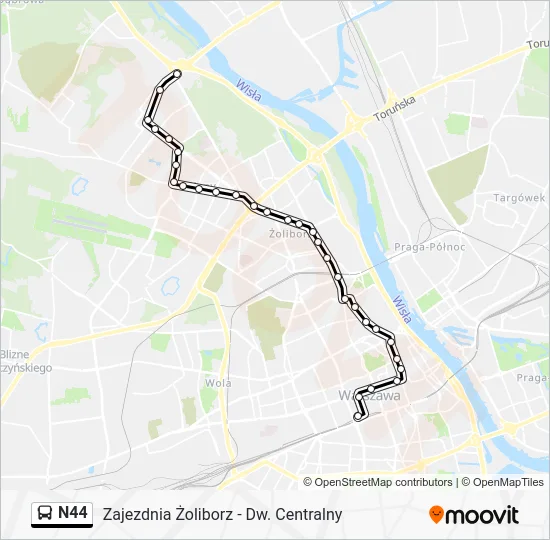 Автобус N44: карта маршрута