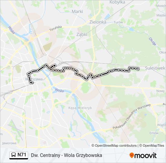 N71 bus Line Map