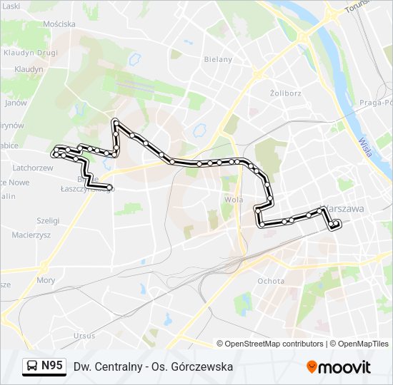 Автобус N95: карта маршрута