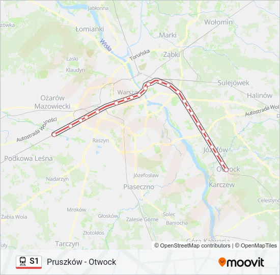 Поезд S1: карта маршрута