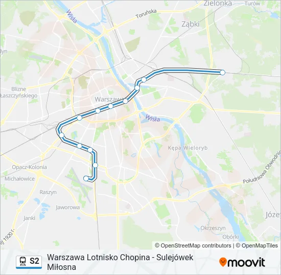 Поезд S2: карта маршрута