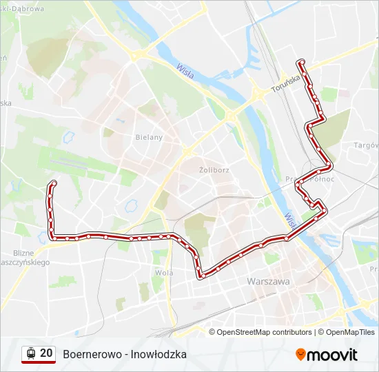 Трамвай 20: карта маршрута