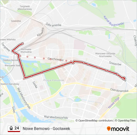 Трамвай 24: карта маршрута