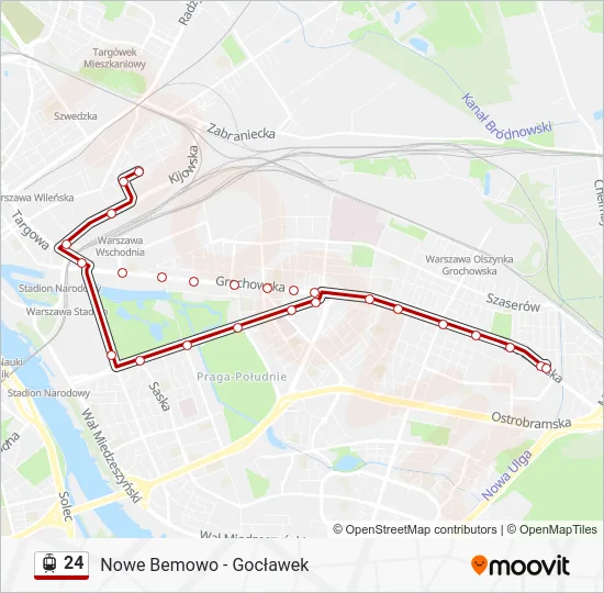 Трамвай 24: карта маршрута