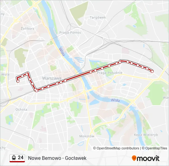 Трамвай 24: карта маршрута