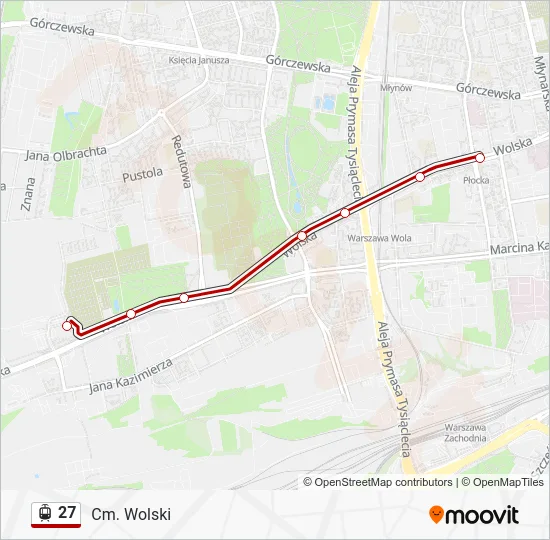 Трамвай 27: карта маршрута